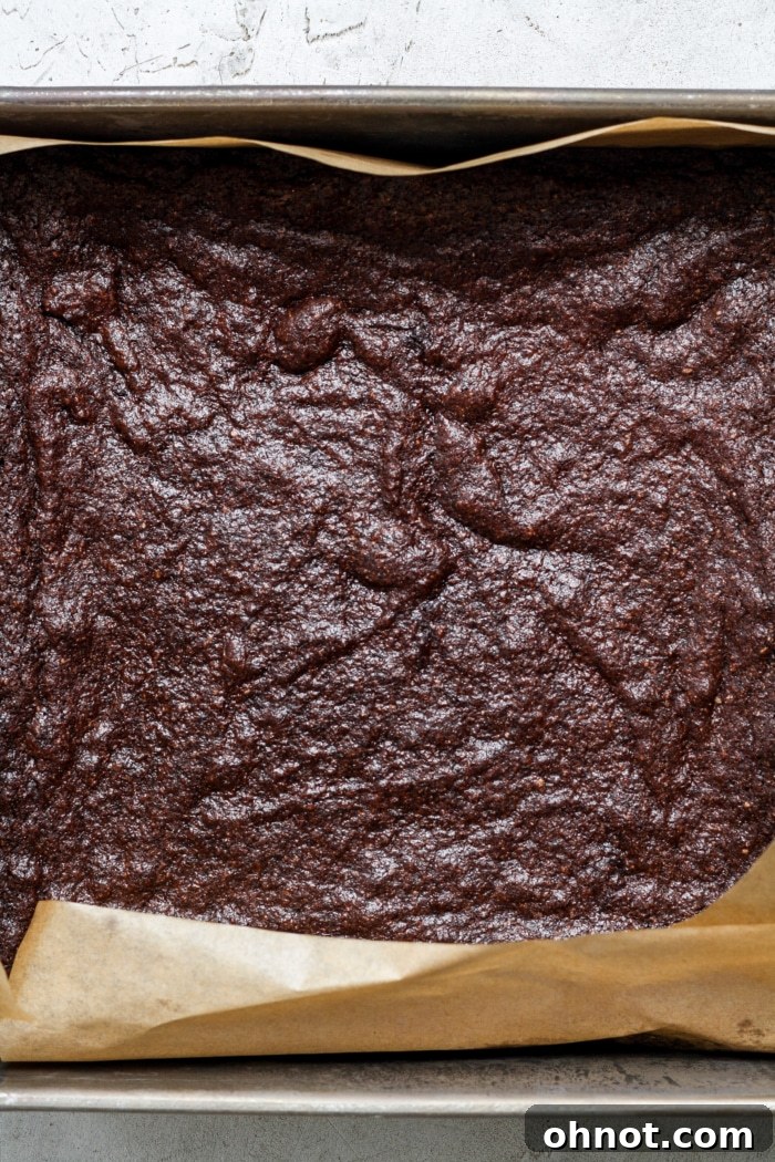 A freshly baked pan of brownies, cooling.