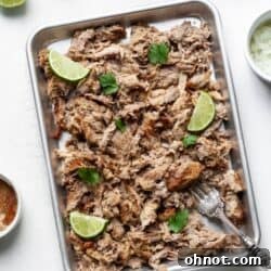Instant pot Keto carnitas on a baking sheet.