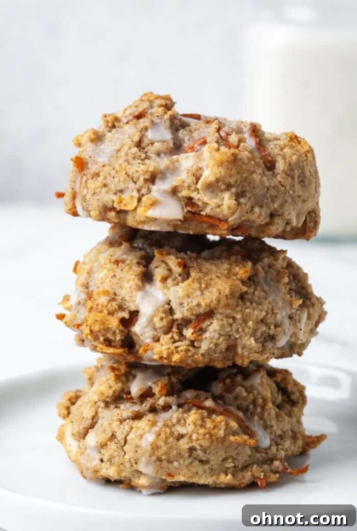 Paleo carrot cake cookies on a wire rack, spiced and healthy.