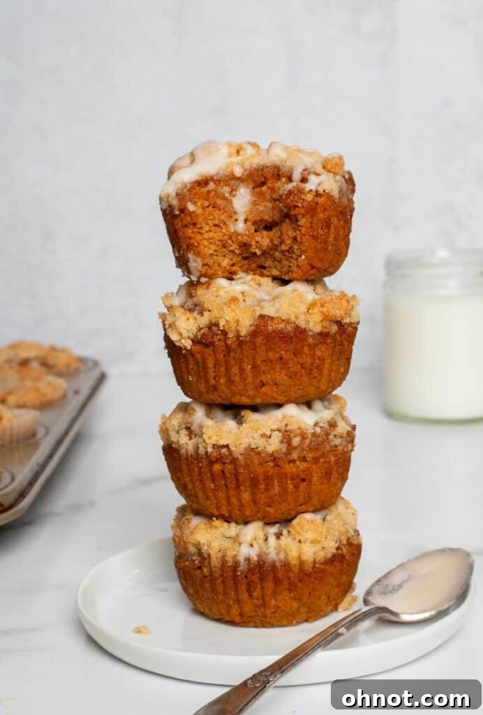 Stack of delicious and healthy paleo pumpkin muffins.