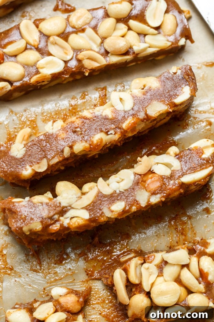 A stack of homemade peanut candy bars.
