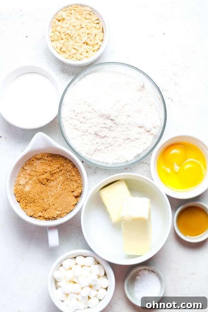 Ingredients for rice krispie cookies.