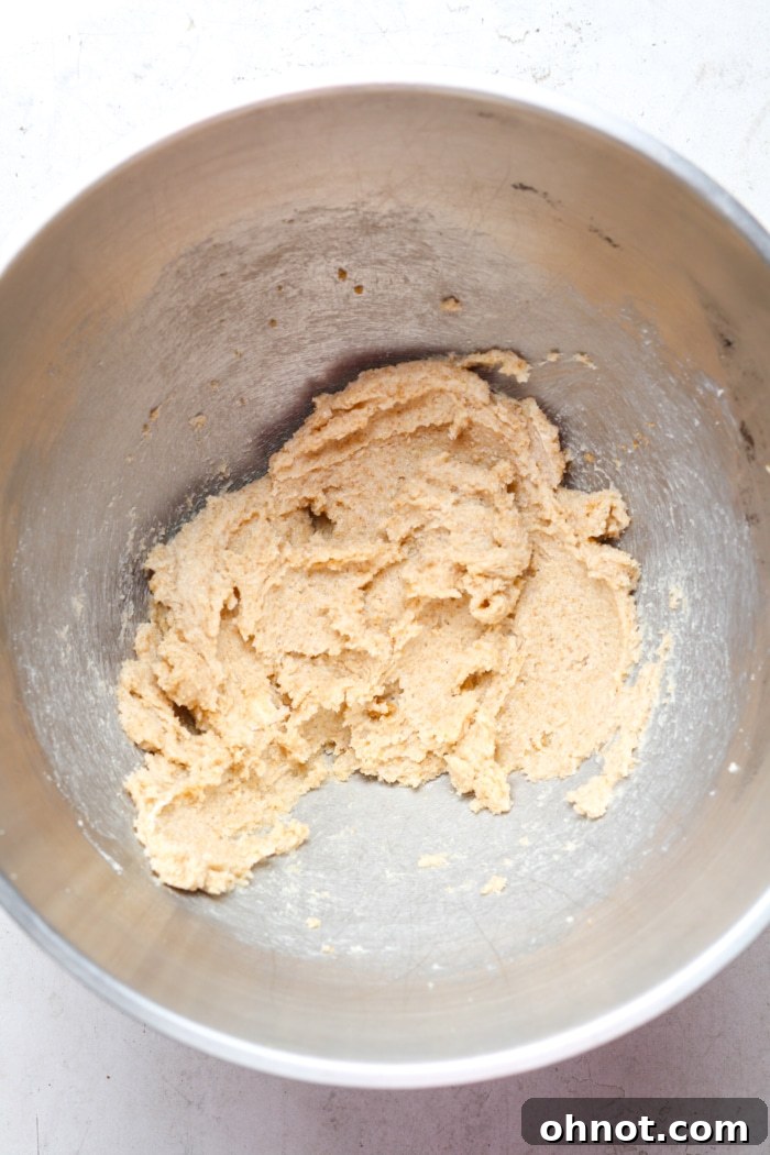 Beaten sugar and butter.