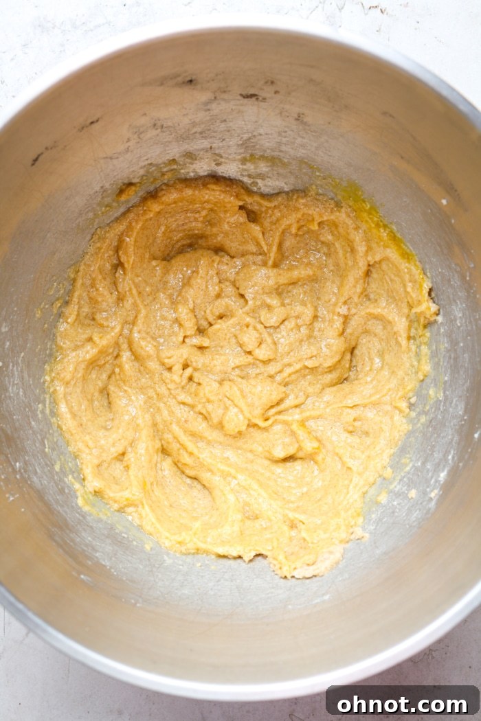 Creamy butter mixture in bowl.