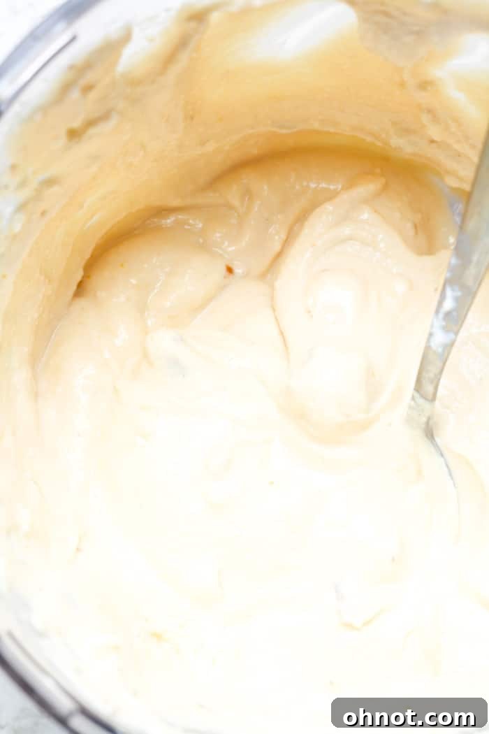 The blended cottage cheese mixture with visible small pieces of dates, ready for freezing.