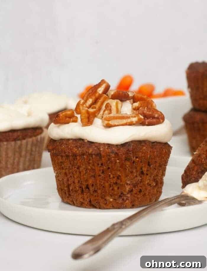 Gluten free carrot cake cupcakes with frosting
