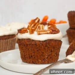 Gluten free carrot cake cupcakes with frosting