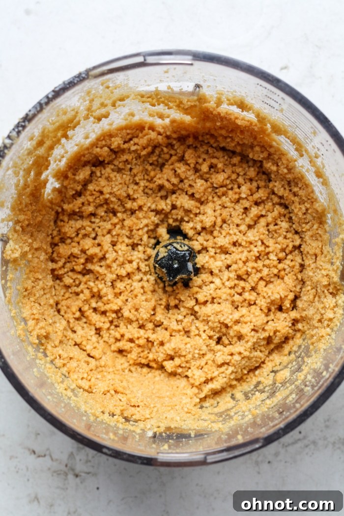 Shortbread cookie crumbs mixed with butter.