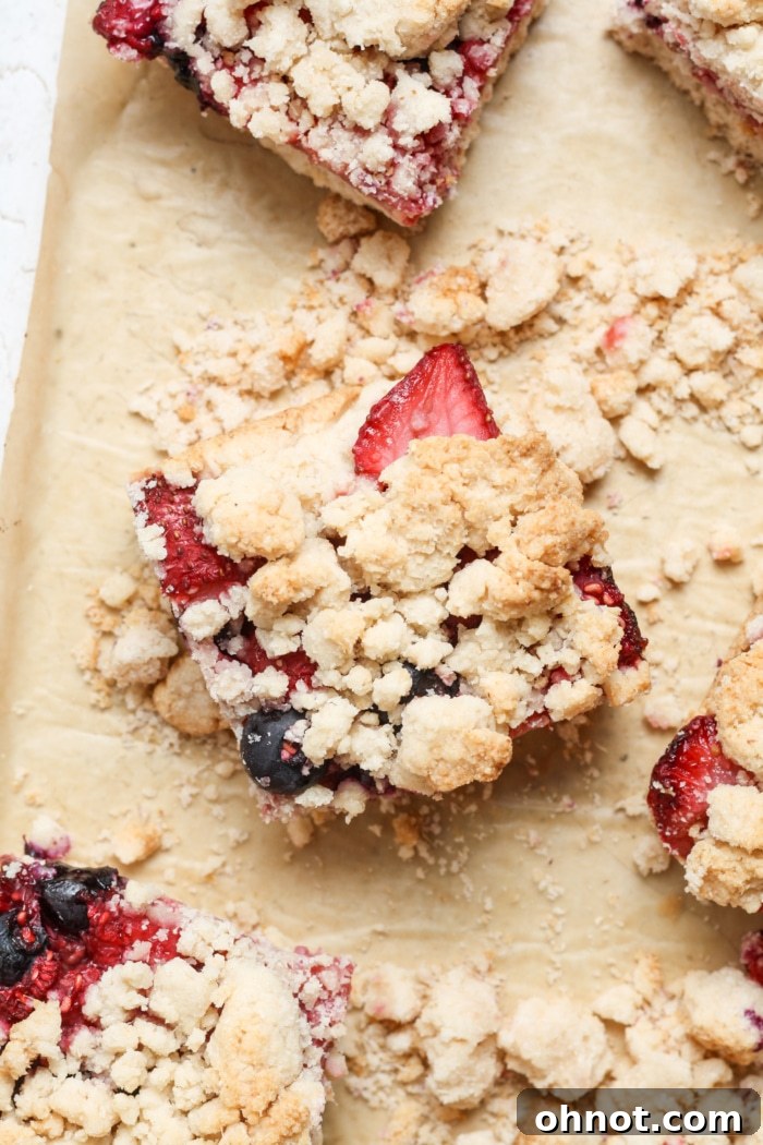 Various baked fruit bars arranged on a cooling rack.