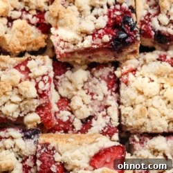 Delicious strawberry crumble bars, ready to serve.