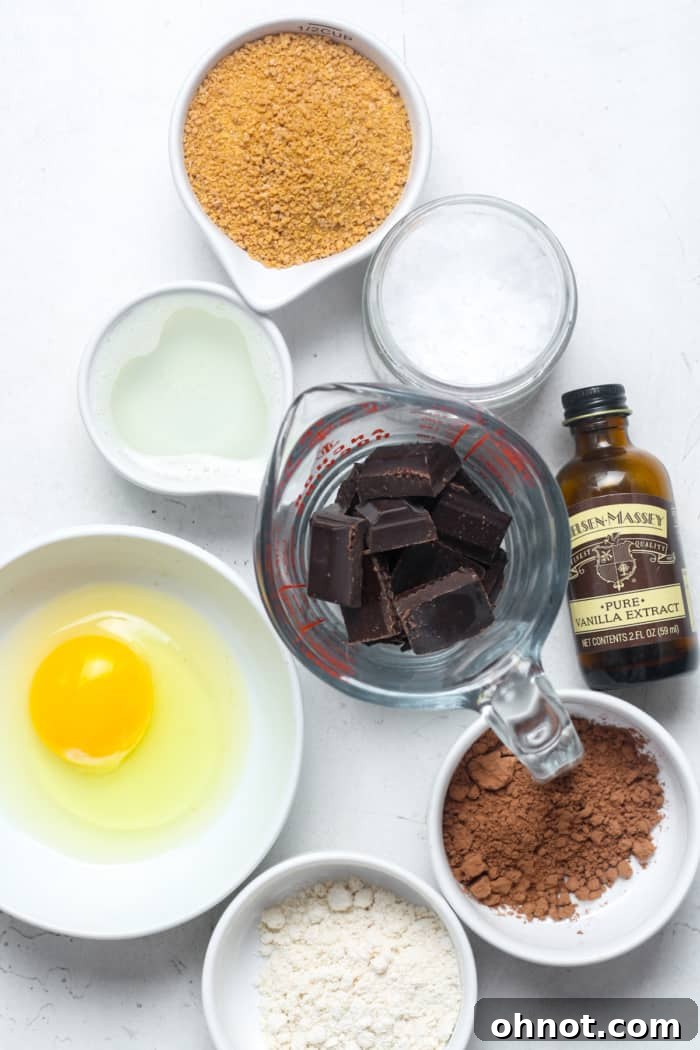 Individual ingredients laid out for the brownie skillet portion of the recipe.