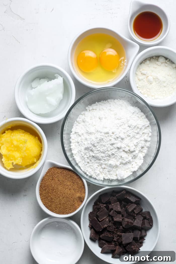 Individual ingredients laid out for the paleo cookies portion of the recipe.