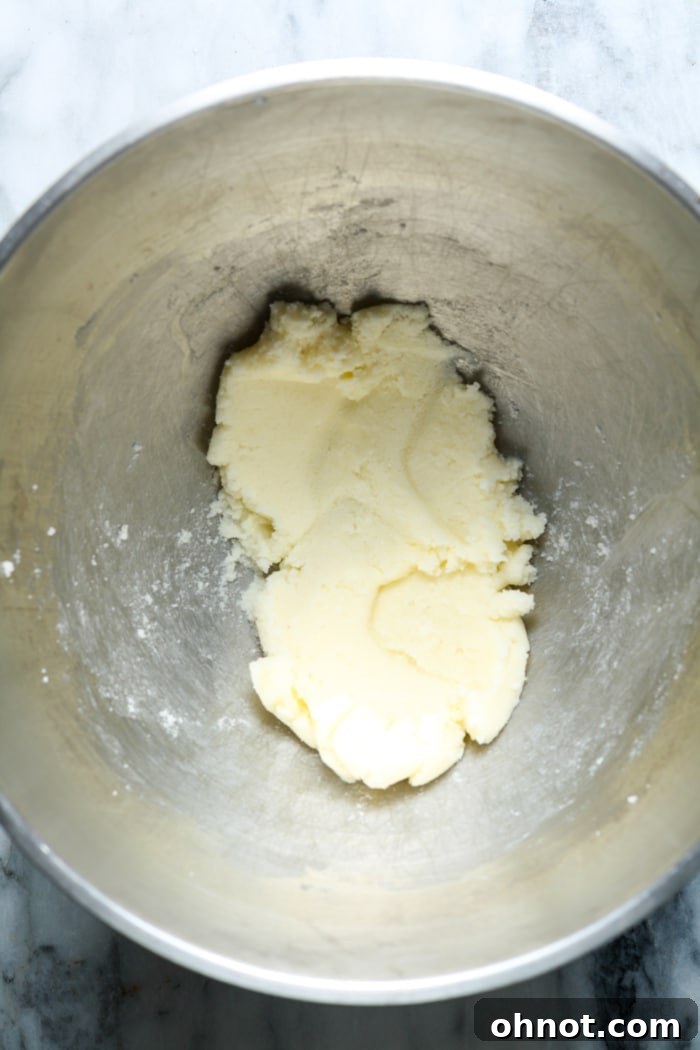 Creamed butter in bowl.