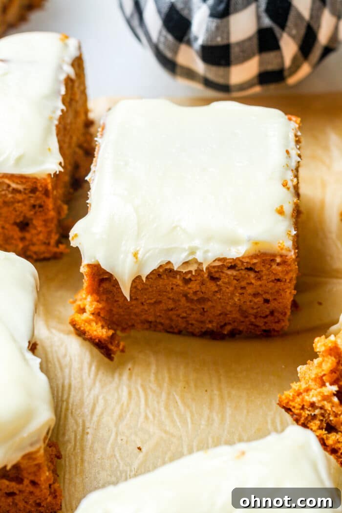 A beautifully frosted gluten-free pumpkin cake, perfect for fall.
