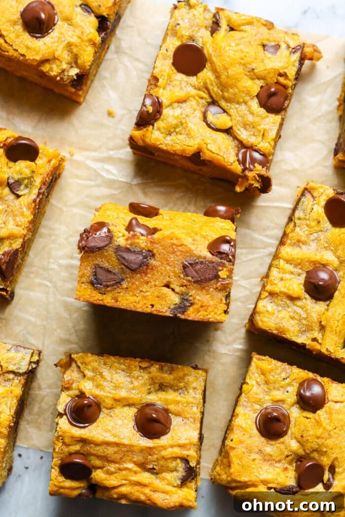 Gooey dessert bars. Indulgent, moist gluten-free pumpkin bars.