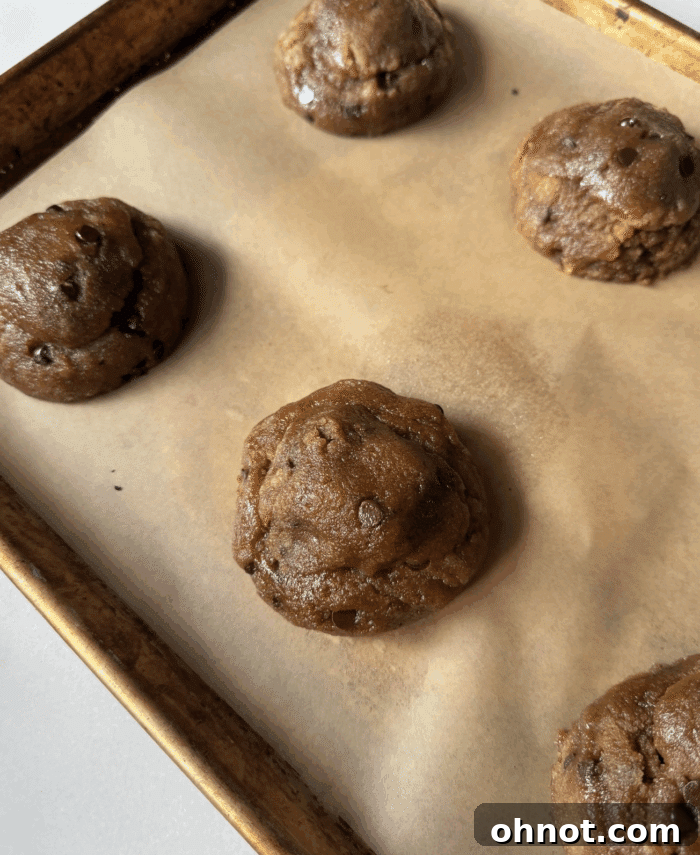 Pan with thick giant cookies.