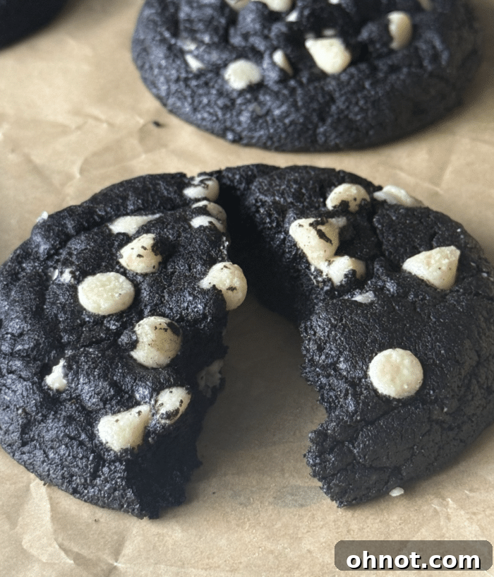 Inside out cookies with dark chocolate and white chocolate chips.