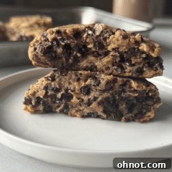A small stack of freshly baked 3-ingredient protein cookies.