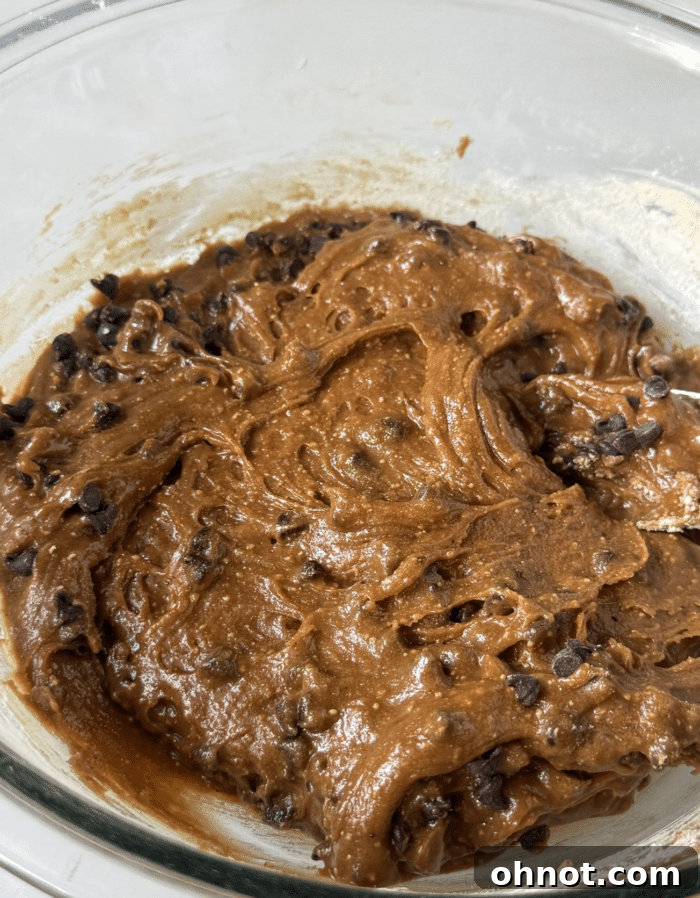 Bowl of high protein cookie dough with chocolate chips.