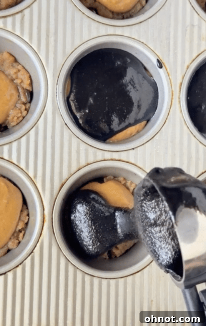Batter poured into muffin pan.