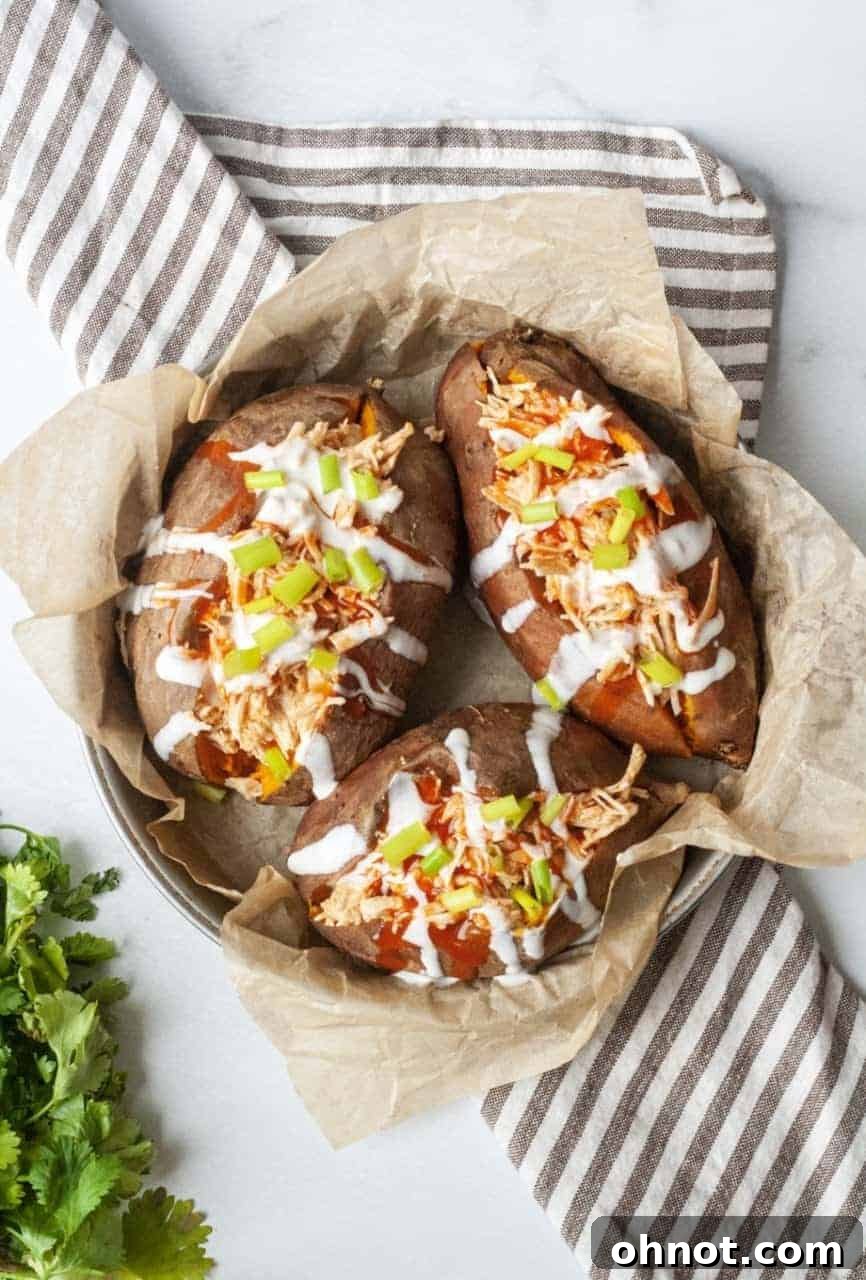 Buffalo Chicken Stuffed Sweet Potato