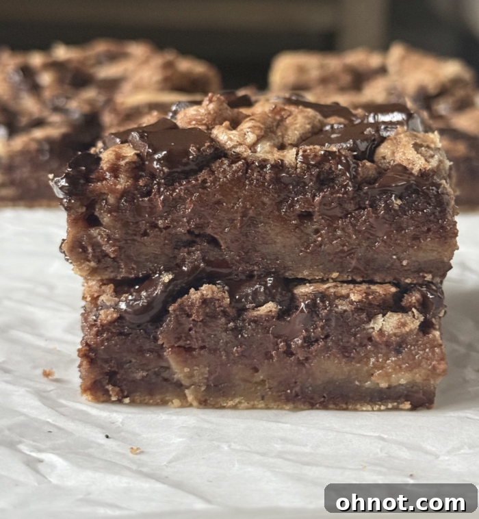A delectable stack of gooey brown butter blondies