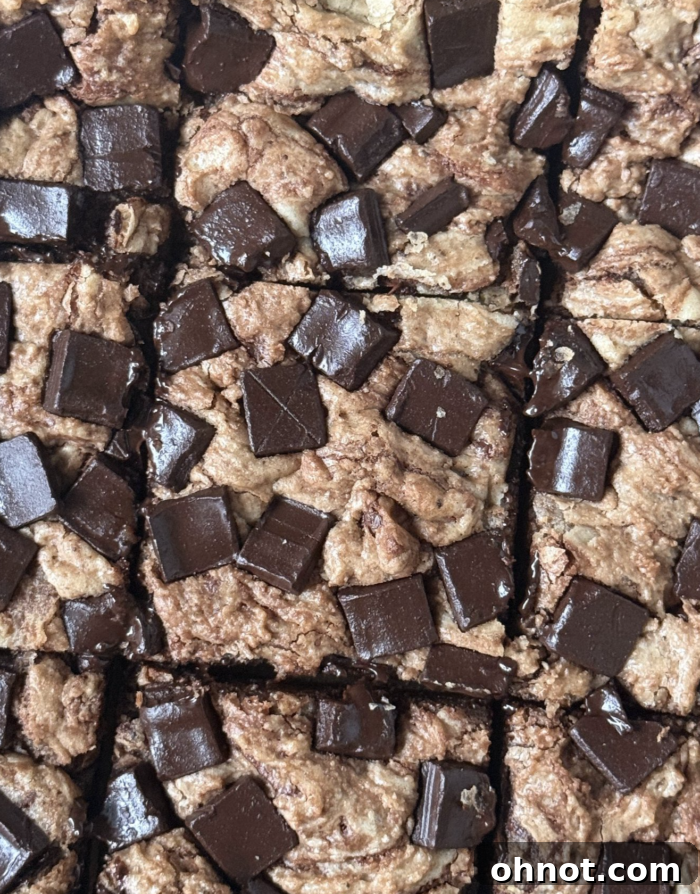 Close up of gooey chocolate chunk bars