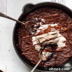 Paleo brownie skillet with vanilla ice cream
