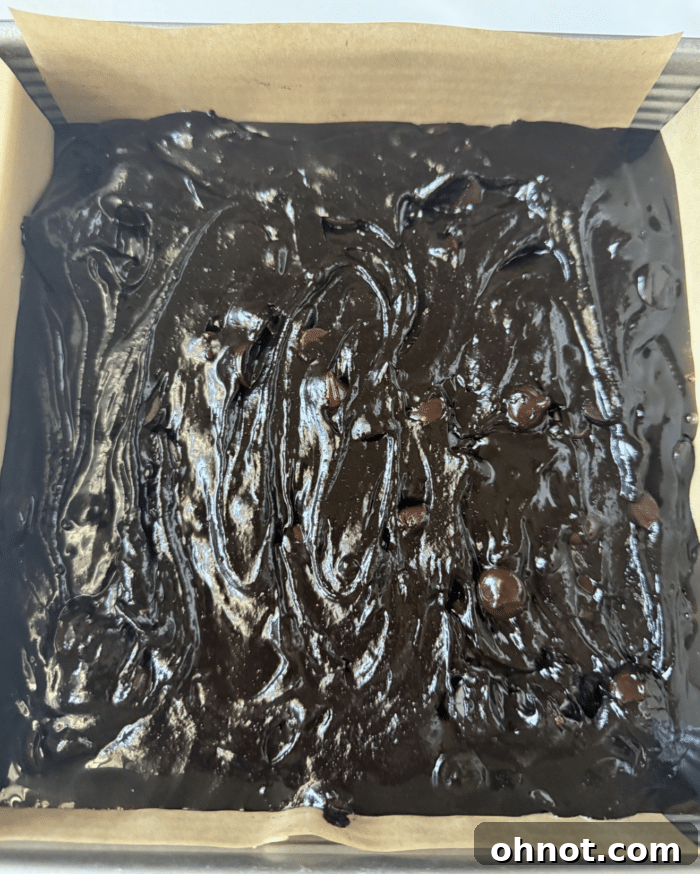 Fudge batter in pan.