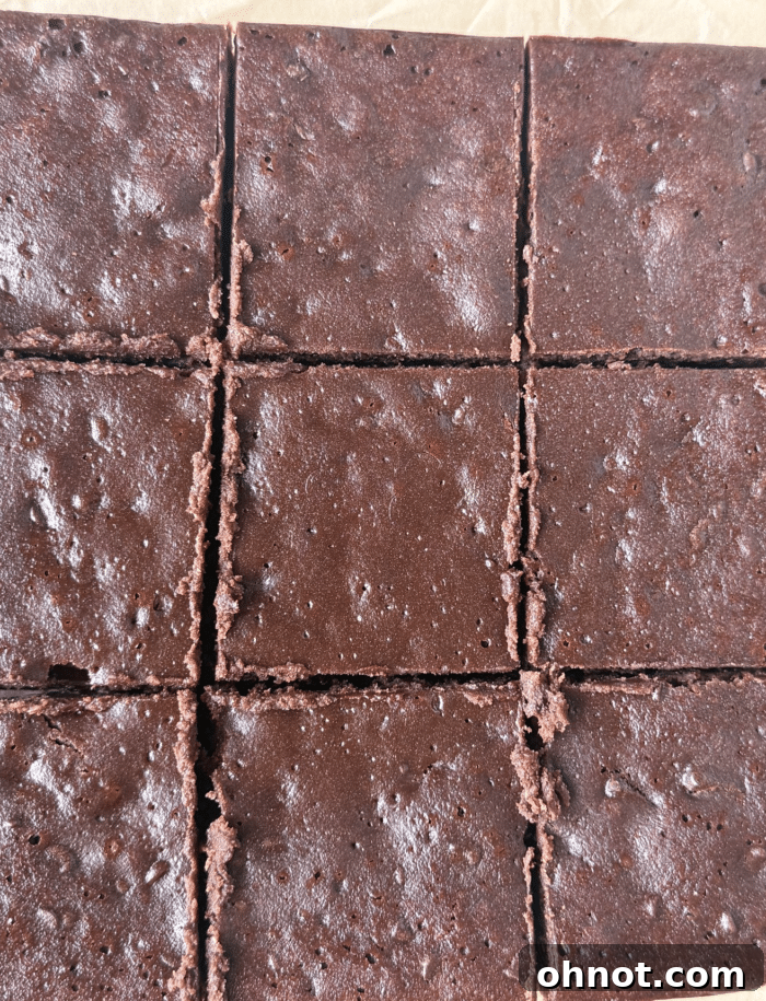 Sliced fudge brownies.