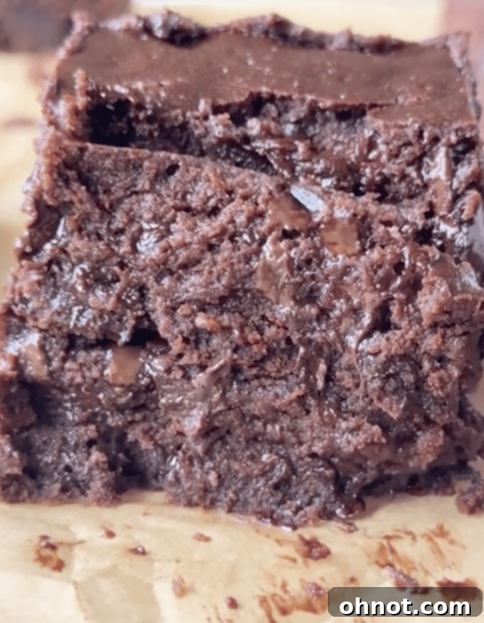 Gooey fudge dessert.