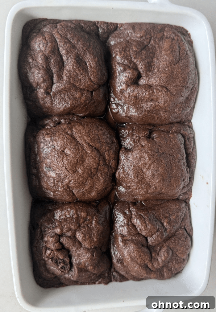 Close-up of gooey chocolate scoops, revealing the melted center.