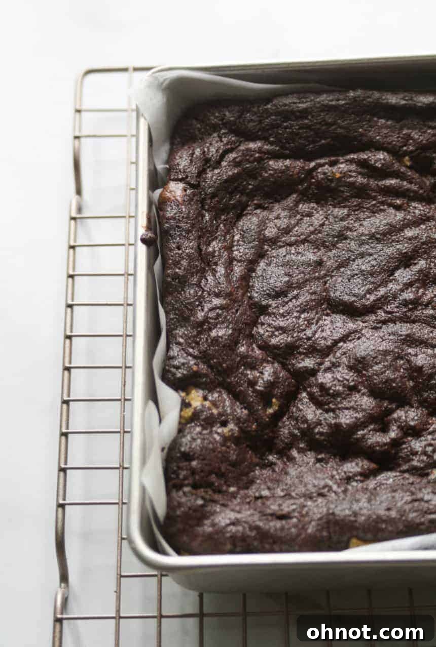 Close-up of baked cookie dough stuffed brownies, showing the rich chocolate and cookie dough swirls, ready for slicing