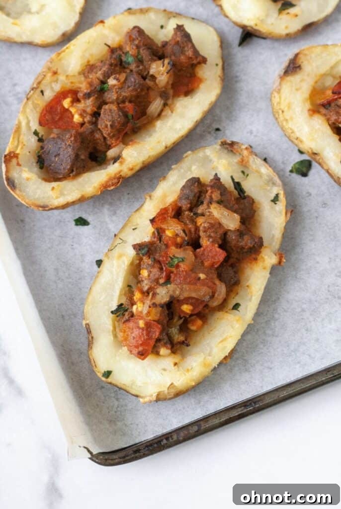 Potato skins with pizza filling