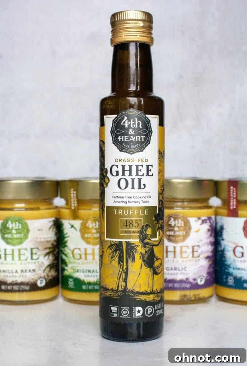 Liquid truffle-flavored ghee in a bottle