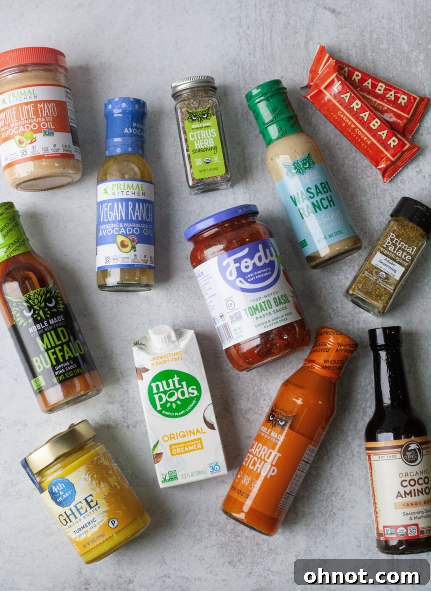 Final arrangement of all featured Whole30 approved products