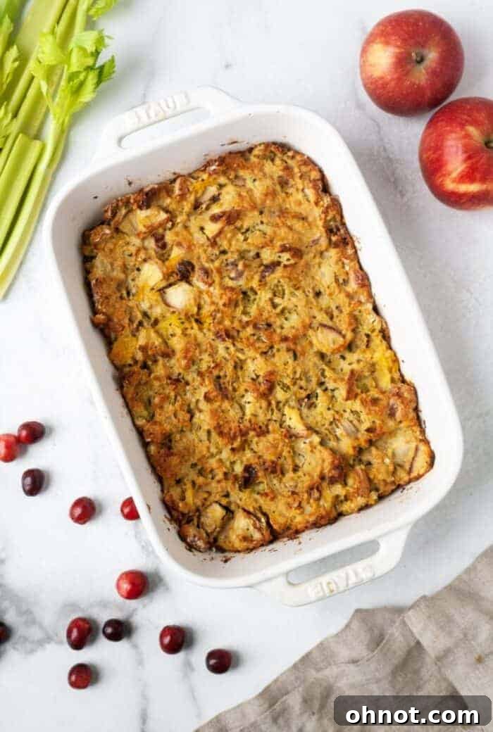 Close-up of baked Whole30 Paleo Stuffing
