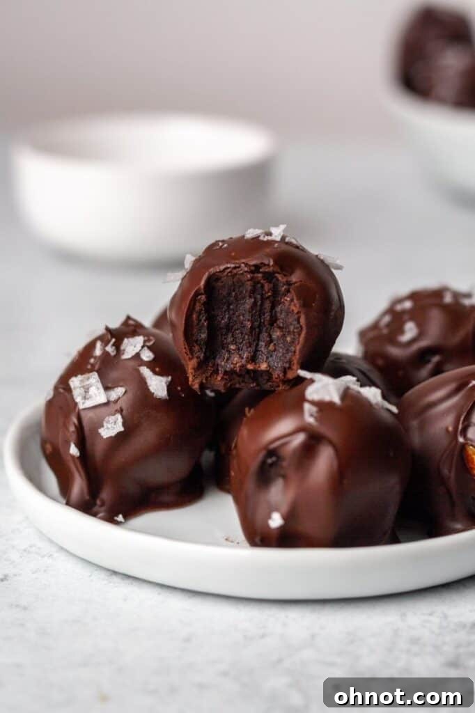 Gluten-free double chocolate truffles arranged neatly.