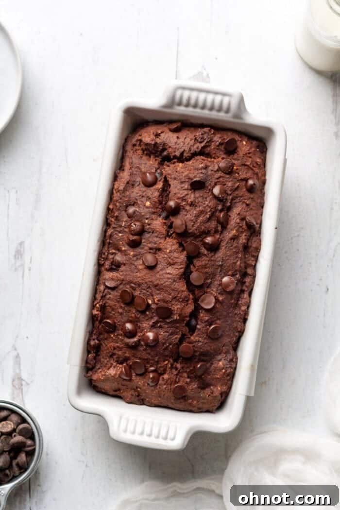 A loaf of Paleo Double Chocolate Banana Bread.