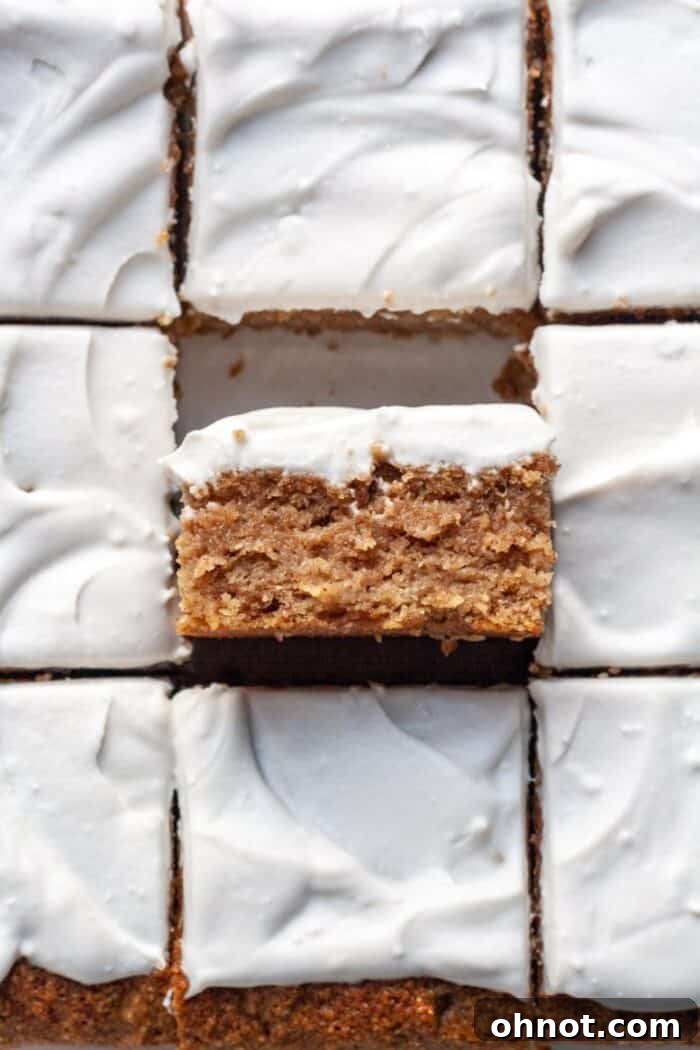 Several neat slices of gluten free banana cake on a serving platter.