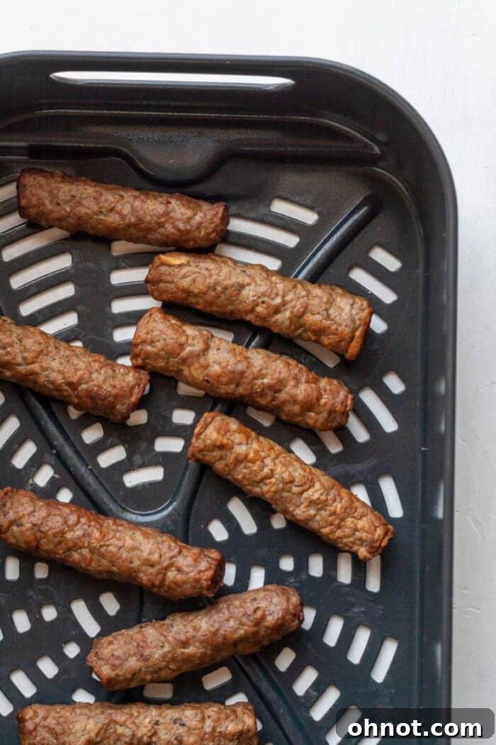 Paleo sausage links in basket