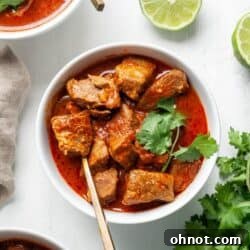 Whole30 beef masala curry in a white bowl