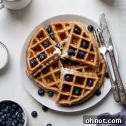 Cassava flour waffles with blueberries