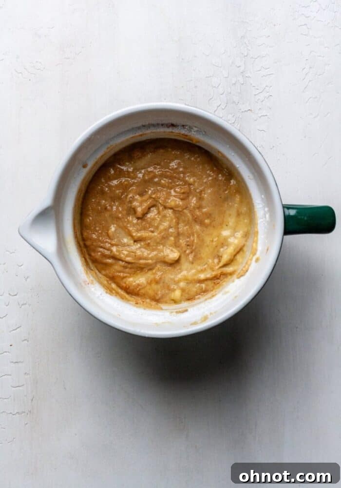 Gluten free muffin batter in mixing bowl