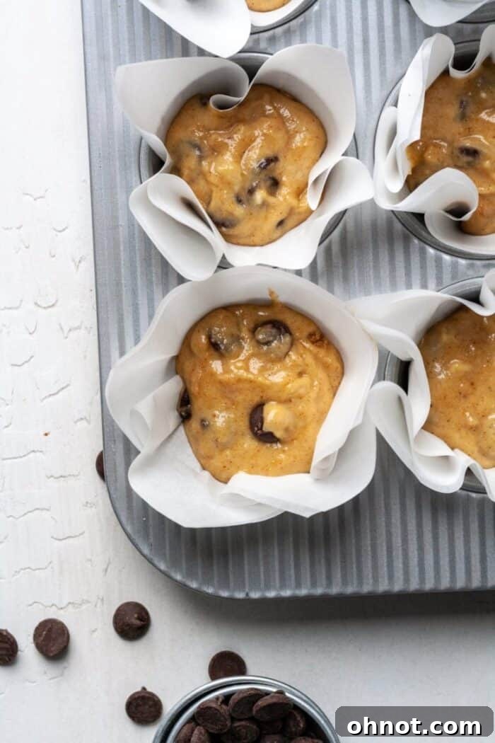 Grain free banana muffins in muffin pan