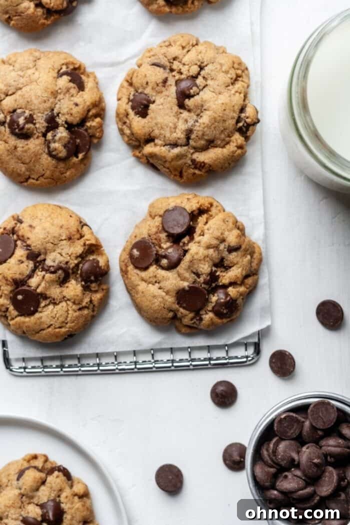 Nut free chocolate chip cookies stacked up