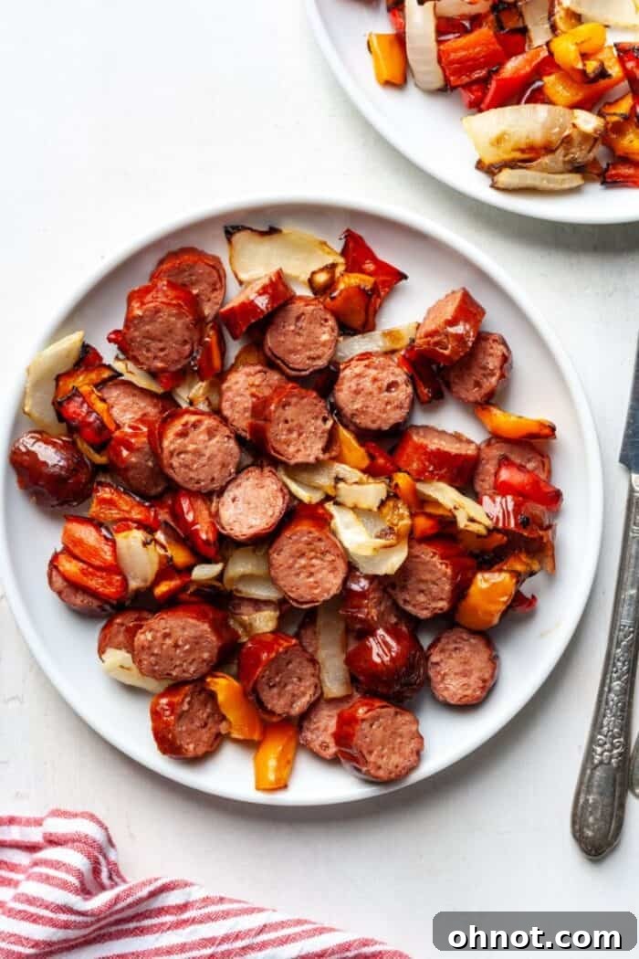 Air fryer Brats with peppers and onions