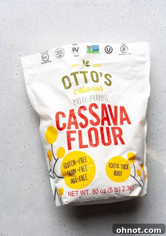 A bag of Otto's Naturals Cassava Flour, a highly recommended brand