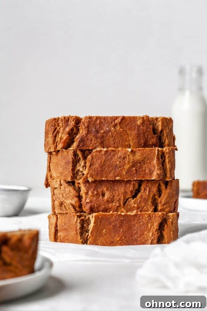 Moist cassava flour banana bread sliced on parchment paper