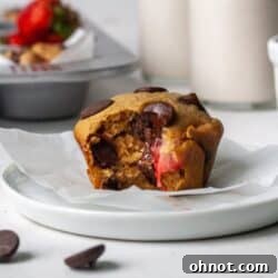 Gluten-free strawberry muffins with dark chocolate chips